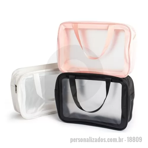 Nécessaire personalizado - Nécessaire de PVC e PU resistente à água, com duas alças laterais de mão