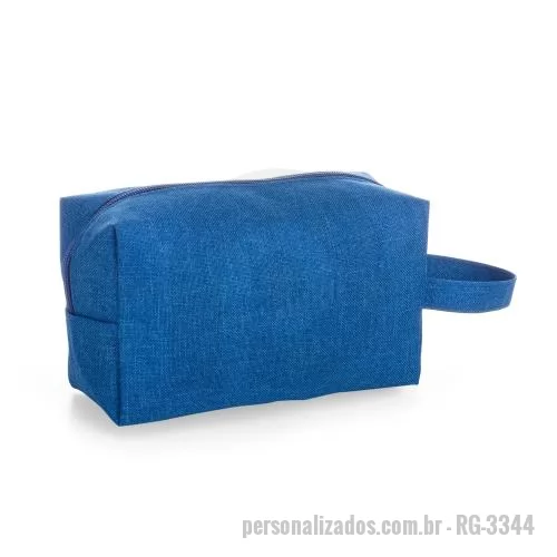 Nécessaire personalizado - Nécesseire versátil em nylon resistente à água, fechamento em zíper, forro em poliéster. Alça lateral de mão.