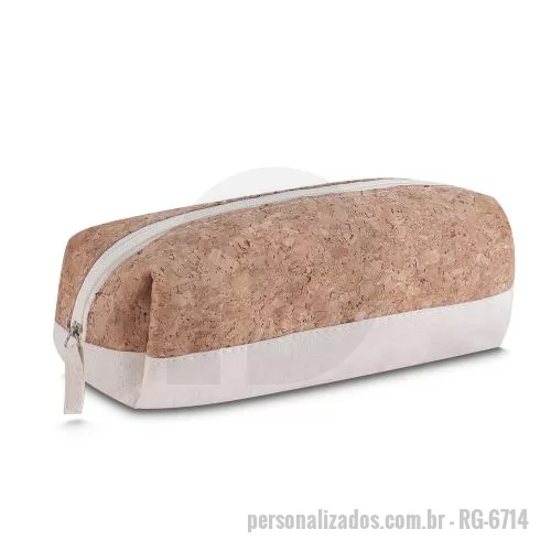 Nécessaire personalizado - Nécessaire em algodão 140g/m2 cru com detalhe em cortiça.