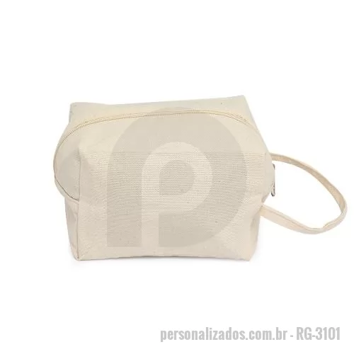 Nécessaire personalizado - Nécessaire de algodão com alça para transporte.