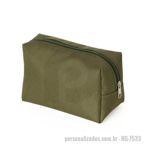 Nécessaire personalizado - Necessaire de nylon inteira colorida com zíper na parte superior e forro emborrachado.