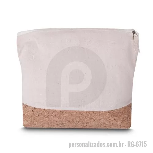 Nécessaire personalizado - Nécessaire em algodão 140g/m2 cru com detalhe em cortiça.