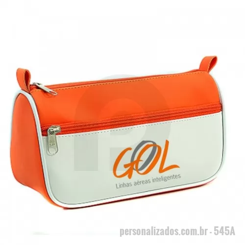 Nécessaire personalizado - Linda necessaire, que você pode personalizar com as cores da SUA MARCA e presentear seus clientes ou funcionários. Certeza que eles vão adorar! Somos fabricantes, produzimos em sintético emborrachado  em qualquer combinação de cores. Possui bolso frontal. Medidas 21x10x08