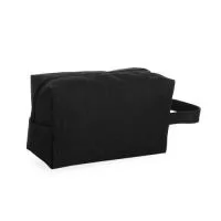Necessaire de nylon colorido com alça lateral, parte interna com forro de poliéster.