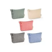 Bolsa multifunções em 70% algodão reciclado e 30% poliéster reciclado (140 g/m²). Interior com forro 100% algodão. 250 x 140 x 60 mm