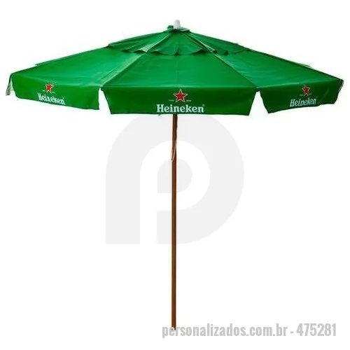 Ombrellone personalizado - Ombrelone em madeira 2,40 m ø praia piscina pesca com abas - verde personalizado