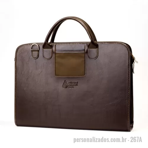 Pasta executiva personalizada - Pasta executiva com alça de mão, bolsos internos e fechamento de ziper.