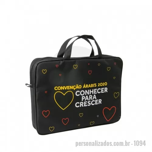 Pasta executiva personalizada - Bolsa executiva  confeccionada em Nylon. Acabamento em costura e impressão em silk-screen