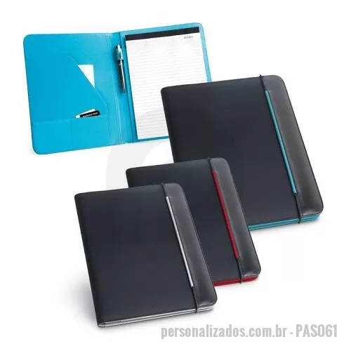 Pasta executiva personalizada - Pasta Convenção com Bloco de Anotações e Bolsos Internos