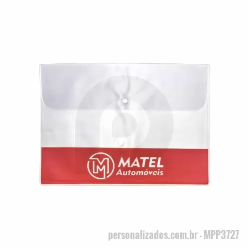 Pasta malote em PVC personalizada - Pasta Malote com botão - PVC - Medida: 37x27