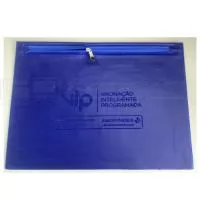 Pasta em PVC All Clear de 0,40 em fechamento em solda eletrônica, modelo zip zap 