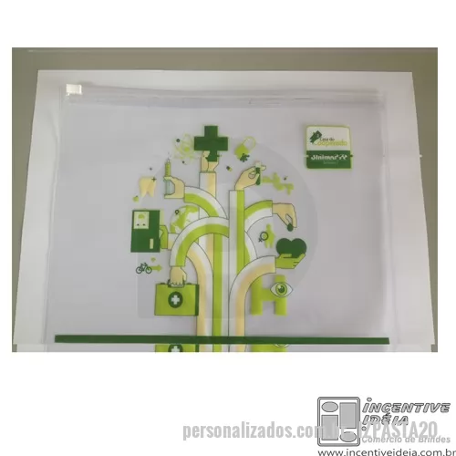 Pasta zip zap personalizada - Pasta convenção em PVC cristal com fecho zip-zap