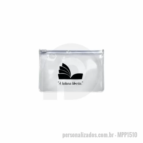 Pasta zip zap personalizada - Estojo Zip Zap Personalizado – Material em PVC. Medida 15x10 cm – Solda Reforçada – Cursor Plástico – Logo de sua preferência.