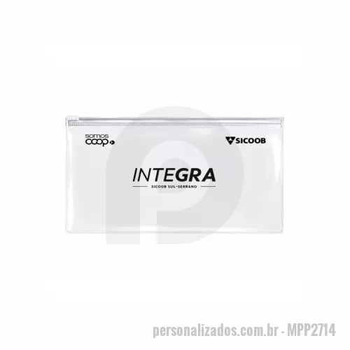 Pasta zip zap personalizada - Estojo Zip Zap Personalizado – Material em PVC – Medida 27x14 cm – Solda Reforçada – Cursor Plástico – Logo de sua preferência.