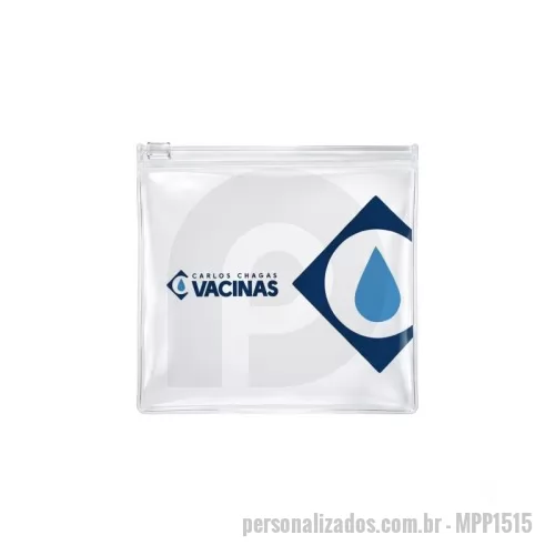 Pasta zip zap personalizada - Estojo Zip Zap Personalizado – Material em PVC. Medida 15x15 cm – Solda Reforçada – Cursor Plástico – Logo de sua preferência.
