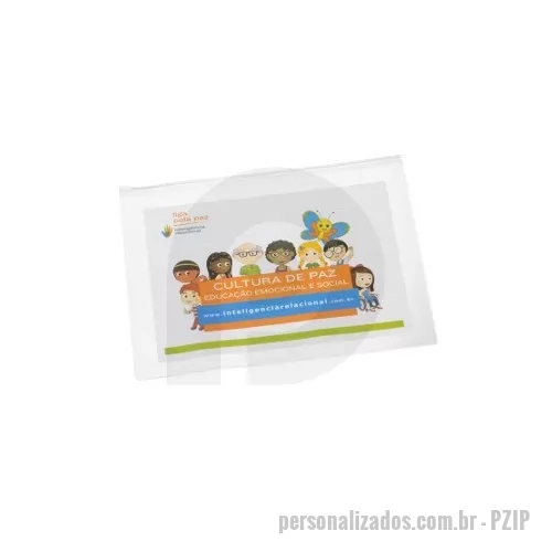 Pasta zip zap personalizada - Pasta em PVC zíper plástico gravação Silk - diversas medidas.
