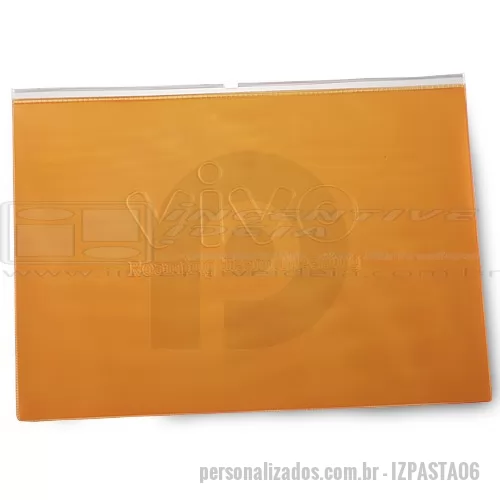 Pasta zip zap personalizada - Pasta PVC em All Clear de 0,40. medindo 36 x 26 cm.