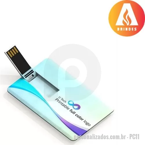 Pen Card personalizado - Pen Drive no formato de cartão personalizado, gravação sem limites de cores frete e verso