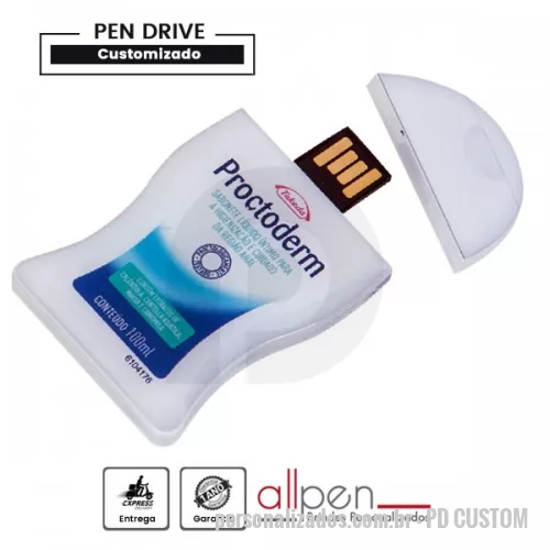 Pen Drive customizado personalizado - Pen Drive customizado Personalizado - PD CUSTOM - Pen Drive Customizado com recorte em acrílico e acabamento em etiqueta resinada. Disponível nas capacidades de, 4, 8, 16 e 32GB. - 109787 - Pen Drive customizado