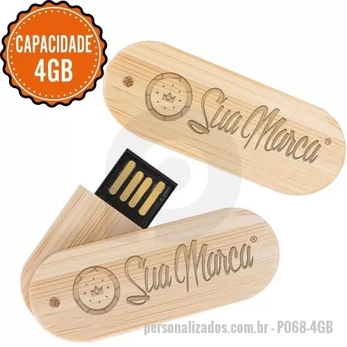 Pen Drive ecológico personalizado - Personalize sua experiência digital com nosso Pen Drive Giratório Ecológico, feito de bambu super resistente. Além do design sofisticado e acabamento liso na frente e no verso, ele conta com uma tampa giratória que protege a memória, garantindo durabilidade e praticidade.  ???? Sustentável, elegante e funcional! Ideal para brindes corporativos ou uso pessoal. Faça parte da revolução verde e armazene seus arquivos com estilo!
