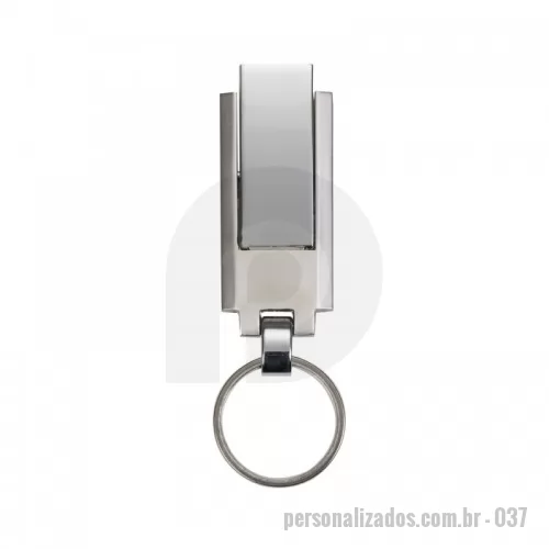 Pen Drive personalizado - Pen drive grande de metal com chaveiro. Suporte fosco e compartimento do pen drive brilhante, basta puxá-lo e girá-lo para utilização.