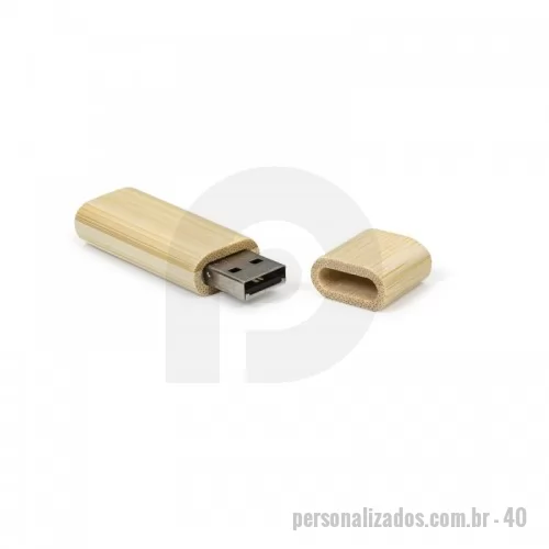 Pen Drive personalizado - Pen drive de bambu 4gb, formato retangular porém as pontas e laterais são arredondadas. Tampa com imã.