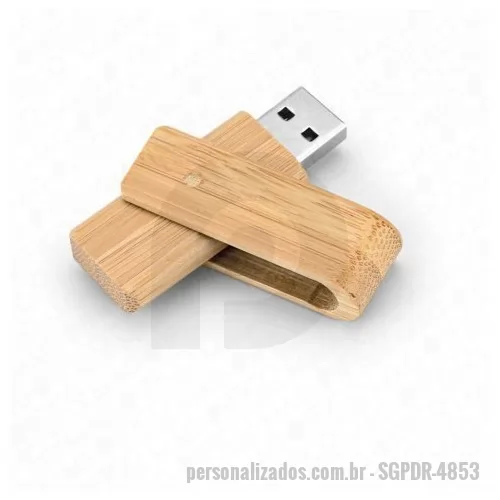 Pen Drive personalizado - Pen drive em bambu com capacidade de 8GB. 59 x 19 x 12 mm. GRAVAÇÃO: Laser ou Tampografia 1 a 4 cores, medidas aproximadas 30 x 10 mm