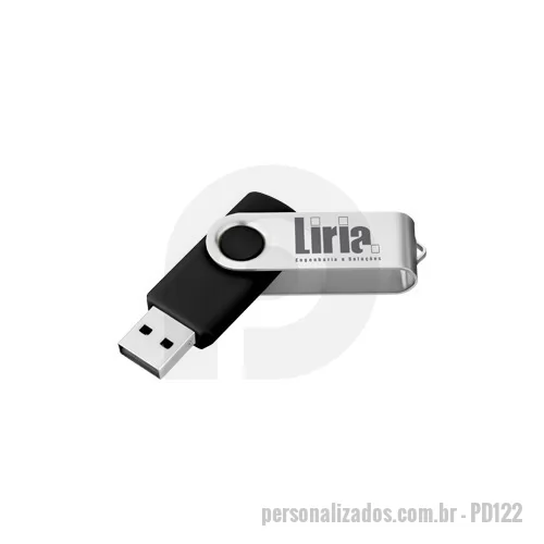 Pen Drive personalizado - Pen drive preto 4GB em aço escovado.