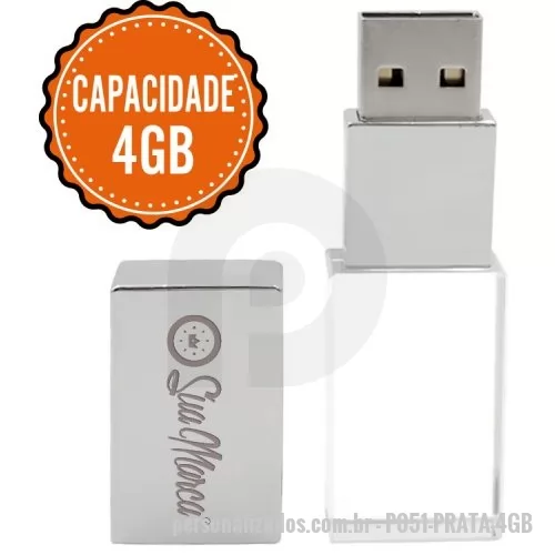 Pen Drive personalizado - Pen drives personalizados, confeccionados em vidro com tampa protetora de memória na cor prata, possui um designe simples porem elegante. Disponível nas cores: prata, preto, dourado e rose.