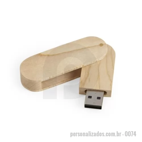 Pen Drive personalizado - Pen drive de 4GB/8GB feito de madeira com capa giratória.