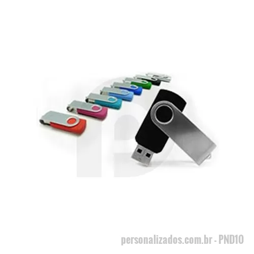 Pen Drive personalizado - Pen Drive Metal Giratório. Gravação em Laser ou Silk.