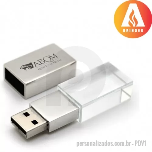 Pen Drive personalizado - Pen Drive de vidro, disponível nas capacidades 4, 8 e 16gb