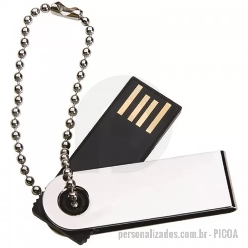 Pen Drive personalizado - Pen drive Pico A em aço escovado com memória de 4GB.