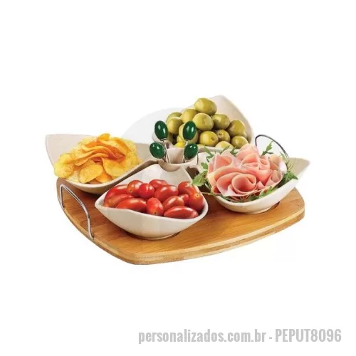 Petisqueira personalizada - Kit Petisco Bambu 10 Peças Personalizado
