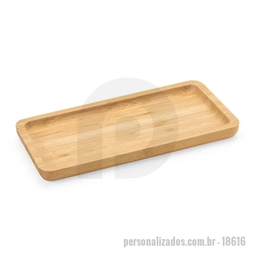 Petisqueira personalizada - Petisqueira de bambu retangular 26 x 13