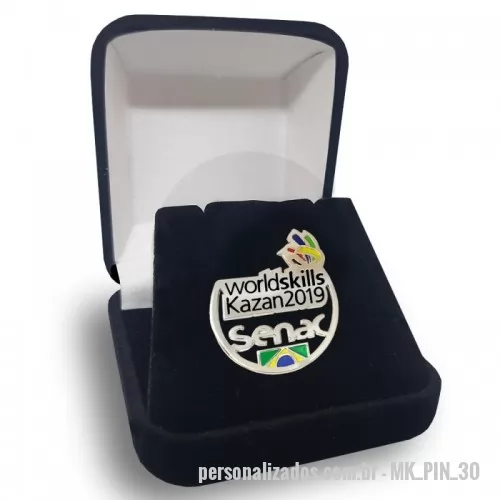 Pin personalizado - Pin senac Worldskills em liga 88 banho de níquel, resina 8 cores, pintura esmalte, recorte especial vazado. Fecho pino e borboleta.   * Emabalagem não Inclusa