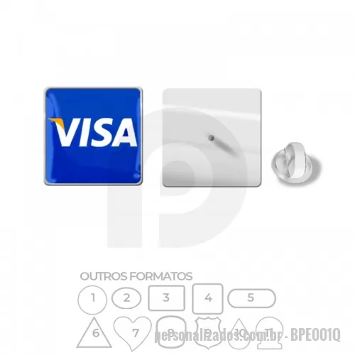 Pin personalizado - Pin metálico com banho niquelado (prateado). Impressão digital em etiqueta resinada. Fixação por pino e borboleta de silicone