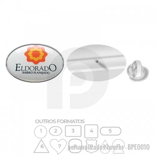 Pin personalizado - Pin metálico com banho niquelado (prateado). Impressão digital em etiqueta resinada. Fixação por pino e borboleta de silicone