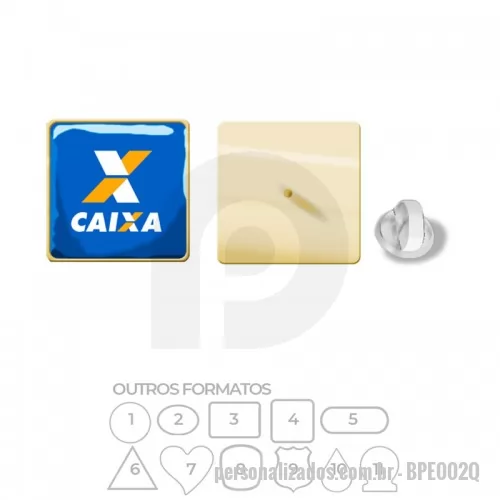 Pin personalizado - Pin metálico com banho de ouro (dourado).  Impressão digital em etiqueta resinada.  Fixação por pino e borboleta de silicone
