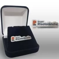Pin em aço escovado, gravação baixo relevo com pintura automotiva, fecho broche alfinete. Confeccionado para uso interno, feiras e eventos e para comunicação visual.  **Embalagem não inclusa