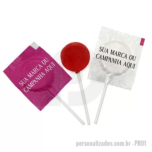 Pirulito personalizado - Pirulito com haste exposta, duros e planos. Disponível em sabores abacaxi, cereja, limão, framboesa, morango, tangerina, uva e melancia ENVIE SUA LOGO, LAYOUT VIRTUAL SEM COMPROMISSO !! (Validade 2 anos )