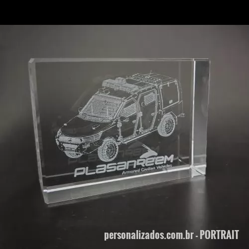 Placa comemorativa de cristal ou vidro personalizada - Placa de cristal com gravação a laser interna