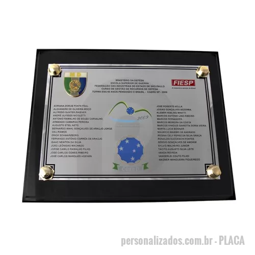 Placa comemorativa personalizada - PLACA COMEMORATIVA PRODUZIDA EM METAL OU ACRÍLICO COM GRAVAÇÃO PERSONALIZADA