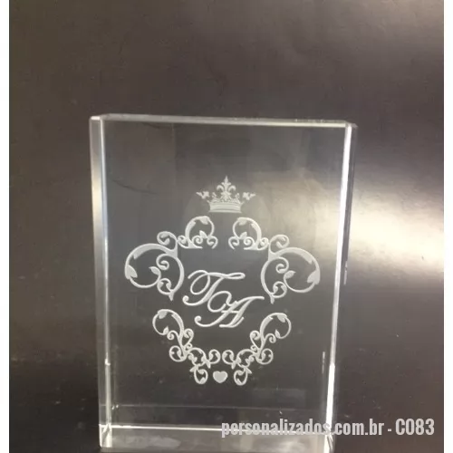 Placa comemorativa personalizada - Placa de cristal com gravação na parte externa do cristal