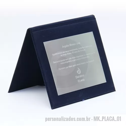 Placa personalizada - Placa de agradecimento Duratex em aço escovado, logo e dizeres em baixo relevo e sem pintura, medida 15cm x 12 cm, acompanha capa cardápio