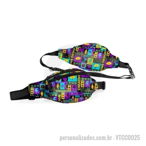 Pochete personalizado - Pochete sublimada confeccionada em poliéster, desenvolvida para uso prático e personalização total. Permite aplicação de imagens, cores e composições exclusivas em toda a sua superfície, garantindo liberdade criativa e identidade visual única. Possui compartimento principal com zíper e alça ajustável que proporciona conforto e mobilidade. Indicada para uso diário, eventos, academias e ações promocionais.