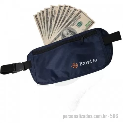 Pochete personalizado - Somos fabricantes! Produzimos essa pochete porta dólar em qualquer cor com a sua logo. Fabricada em nylon 420, possui cinta de elástico e divisória interna que disfarça documentos e dinheiro embaixo da roupa. Presente muito útil para viagens ou compras,que divulgará SUA MARCA por muito tempo! Medidas 28x13.