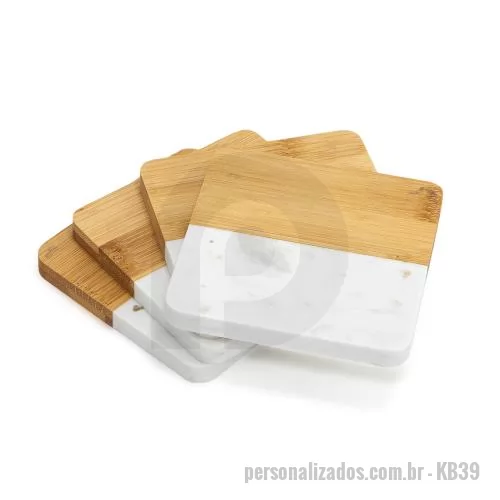 Porta abaixador de língua personalizada - Porta Copo em Bambu e Mármore Personalizado
