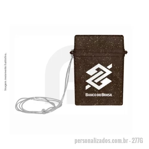 Porta cartão de crédito personalizada - Mariner Box Plus é um porta cartão/documentos Eco Sustentável feito com 50% de Fibra Natural de Coco ou Madeira e 50% de Plástico Premium (PP) resistente. Com design compacto, prático de levar, com tampa articulada e cordão silicone PVC.