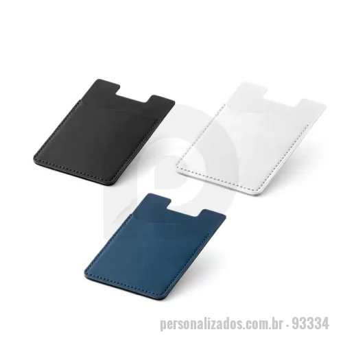 Porta cartão de crédito personalizada - Porta-cartões para celular em PU com bloqueio de RFID, capacidade para 1 cartão e autocolante no verso. 92 x 62 x 3 mm